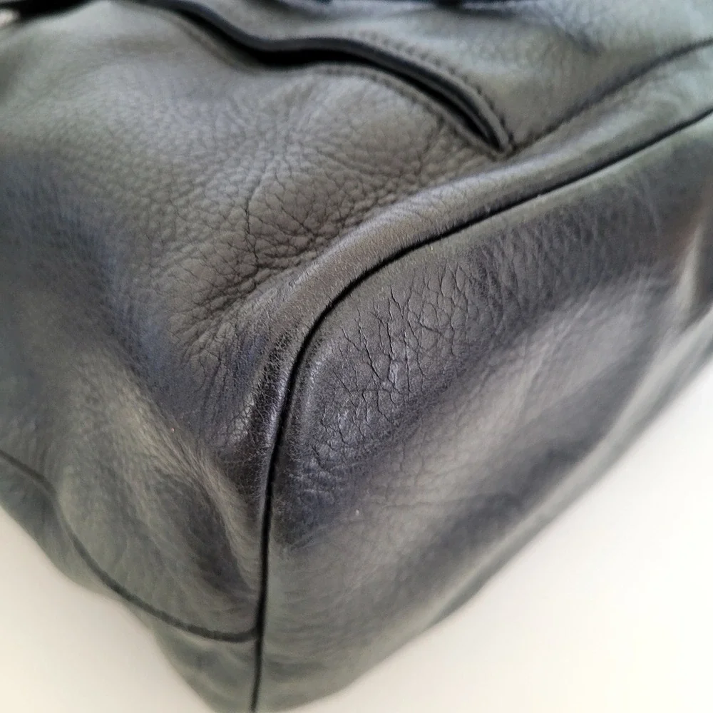 Cole Haan Black Leather Satchel Crossbody Bag Gold Hardware Braided Zip Pull